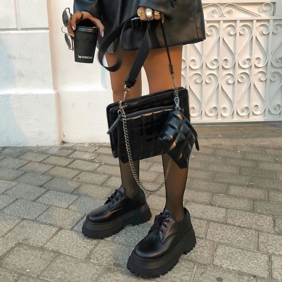 Zara black blogger fav platform lace shoes